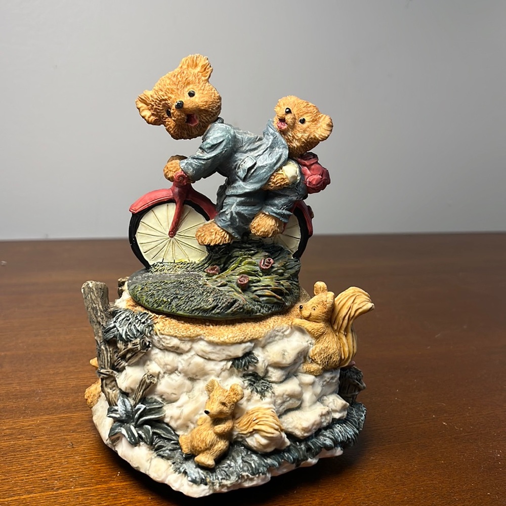 Vintage Music Box Bears Bicycle built for two